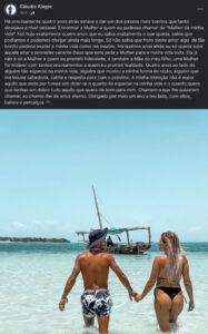 Reconciliação à vista Cláudio Alegre declara-se a Cristiana Jesus