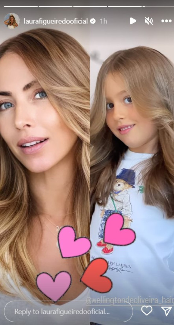 Tal mãe, tal filha. Filha de Laura Figueiredo imita o seu corte de cabelo
