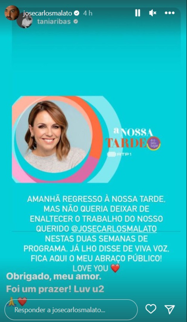 Tânia Ribas de Oliveira enaltece trabalho de Malato. Apresentador reage