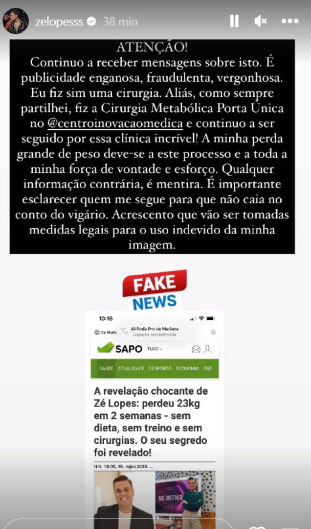 Zé Lopes alerta para "publicidade enganosa". "Vão ser tomadas medidas"