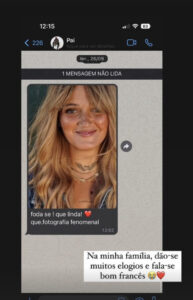 Carolina Deslandes recebe elogio do pai (com asneira à mistura)