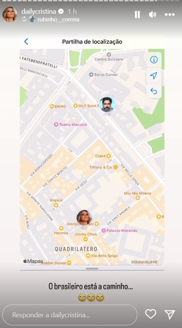 Cristina Ferreira em Milão com amigos. "A amizade é a paz da vida"