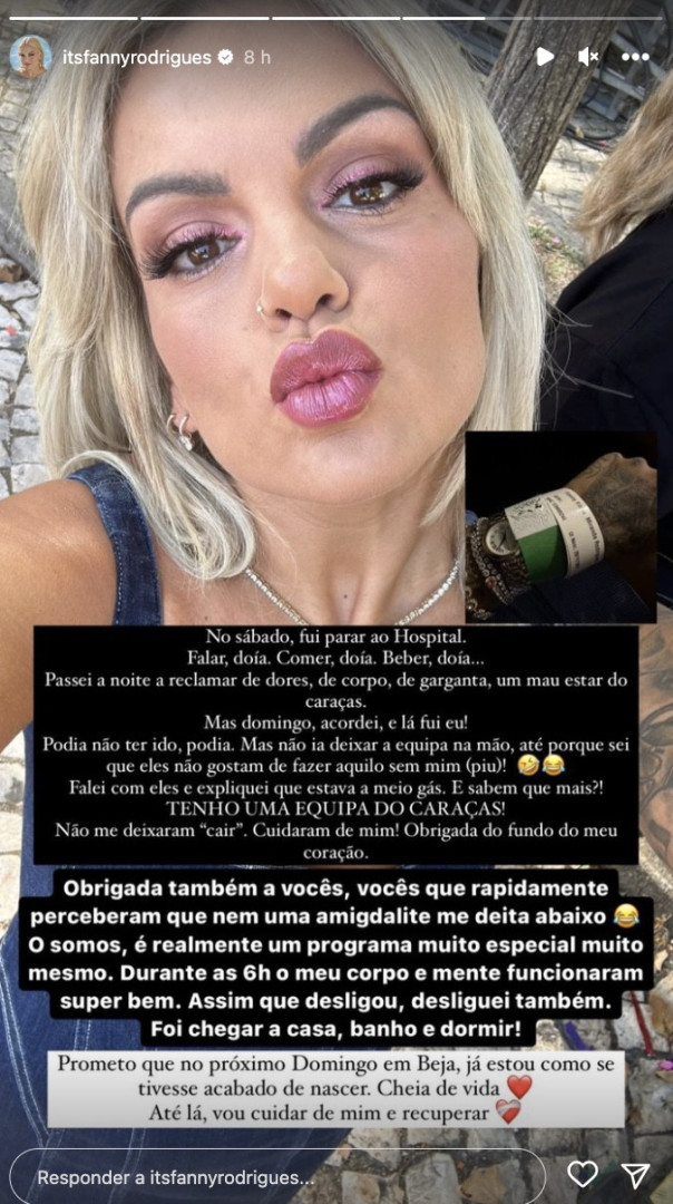 Fanny foi assistida no hospital mas não faltou ao ‘Somos Portugal’