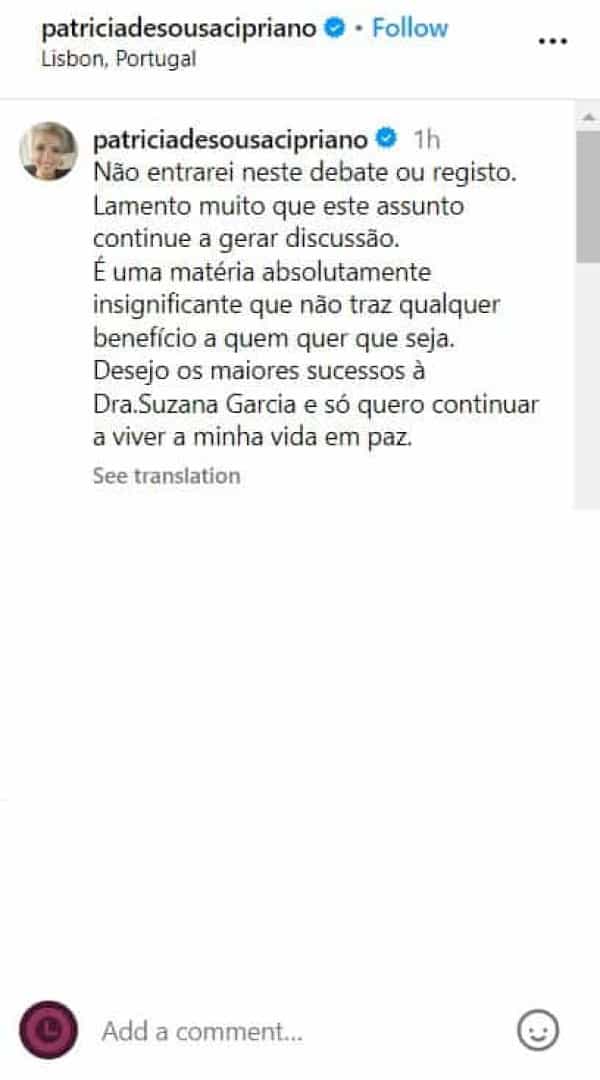 Guerra com Suzana Garcia Advogada Patrícia Cipriano faz esclarecimento