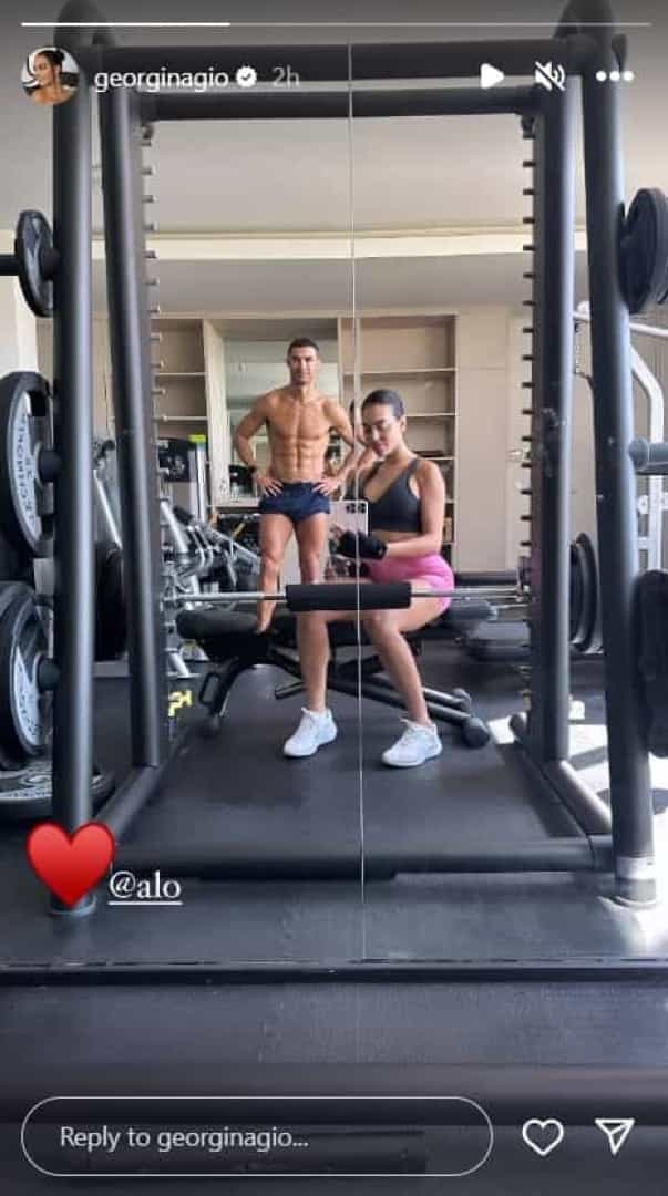 Olha que dois! Cristiano Ronaldo e Georgina Rodríguez treinam juntos