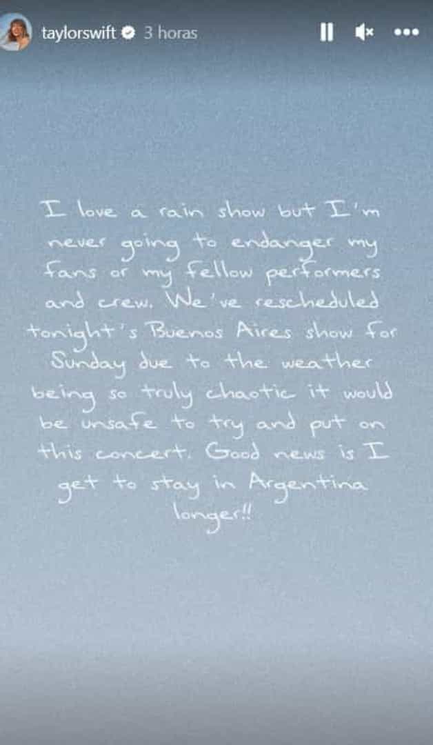 Taylor Swift adia espetáculo na Argentina. Namorado já chegou ao país