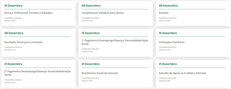 Recebe subsídios ou pensões? Estas são as datas de pagamento em dezembro