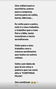Após morte da mãe, Ana Arrebentinha volta ao trabalho