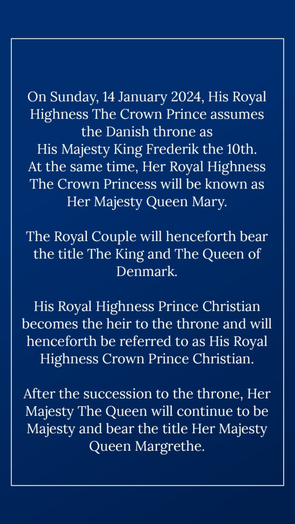 Casa Real da Dinamarca anuncia novos títulos da família
