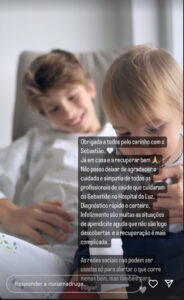 Núria Madruga atualiza estado de saúde do filho: "Já em casa"