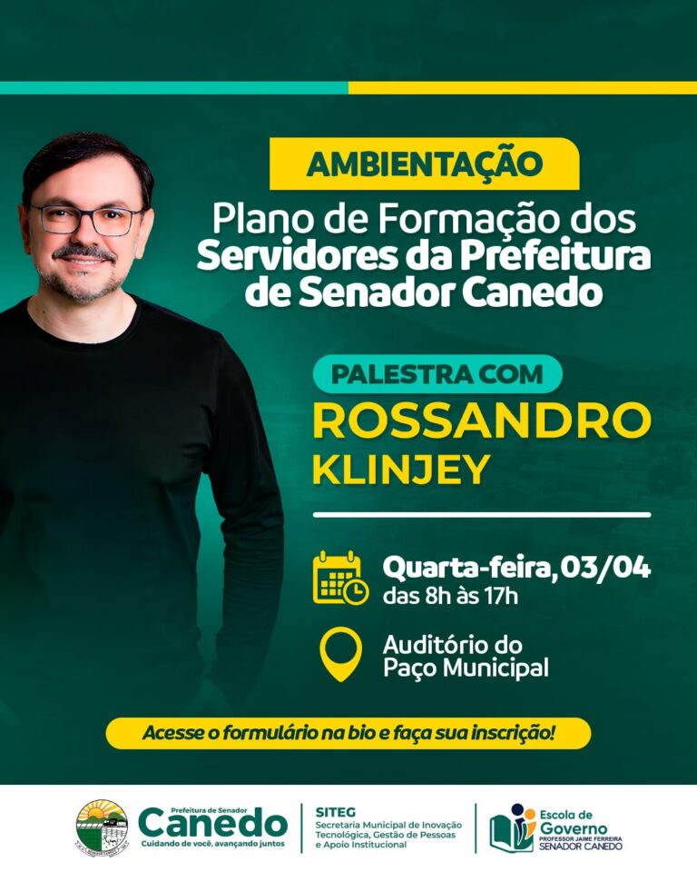 Prefeitura de Senador Canedo traz Rossandro Klinjey em evento de ambientação