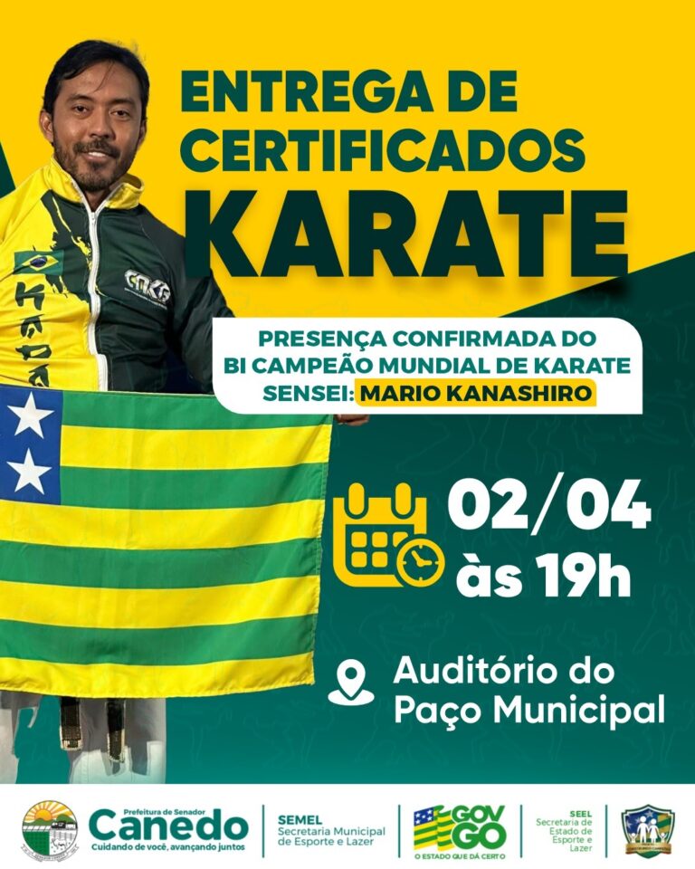 Prefeitura de Senador Canedo entrega certificados a atletas com bicampeão mundial de Karatê