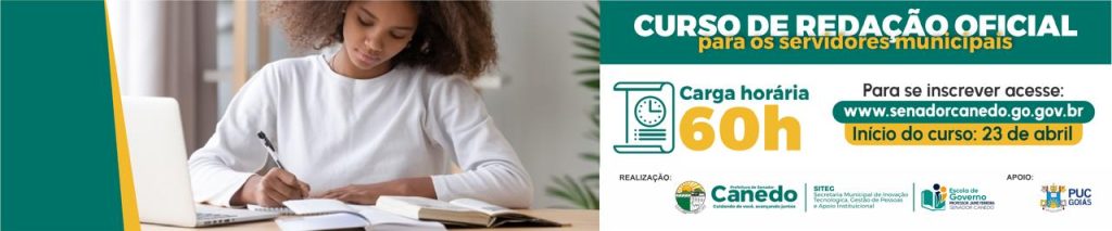 Prefeitura de Senador Canedo oferece curso de redação oficial para servidores municipais