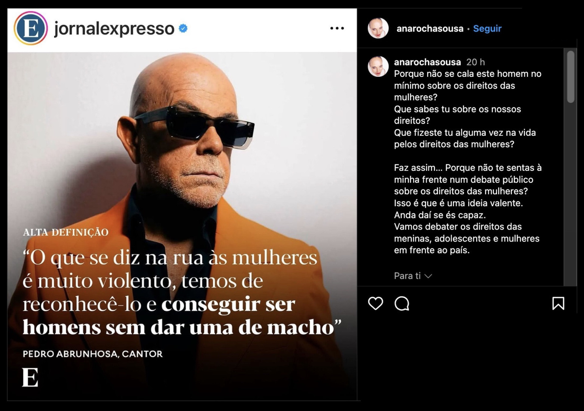 Ana Rocha de Sousa indignada com Pedro Abrunhosa: "Que sabes tu?"