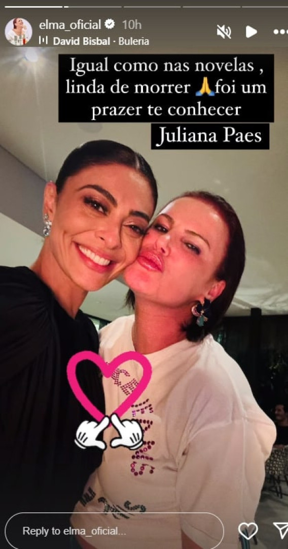 Elma Aveiro encontra-se com Juliana Paes: "Igual como nas novelas"