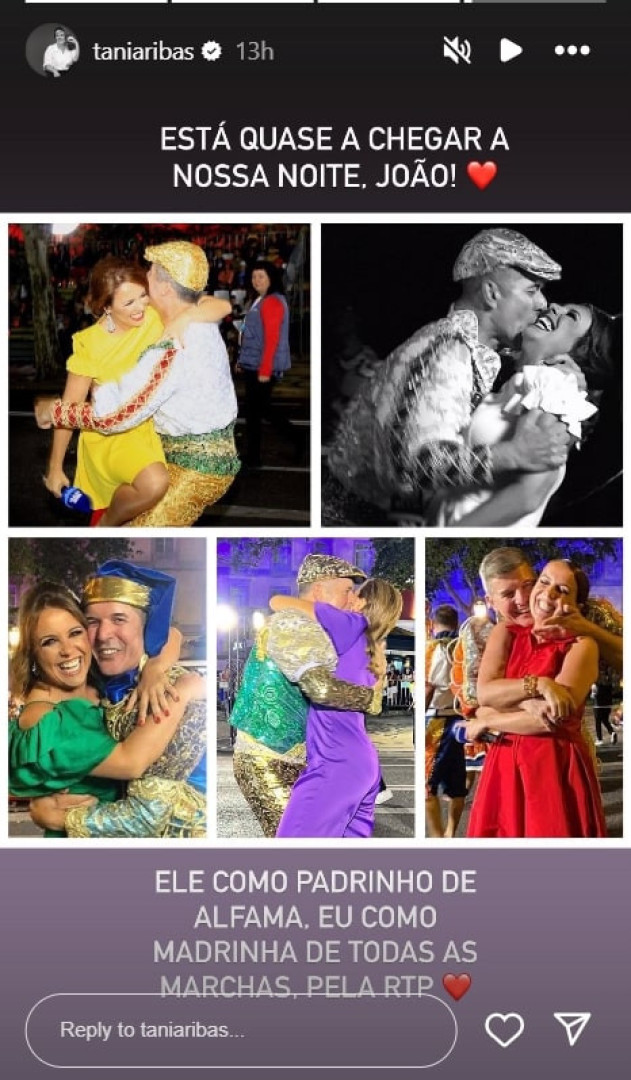 "Está quase a chegar a nossa noite, João", diz Tânia Ribas de Oliveira