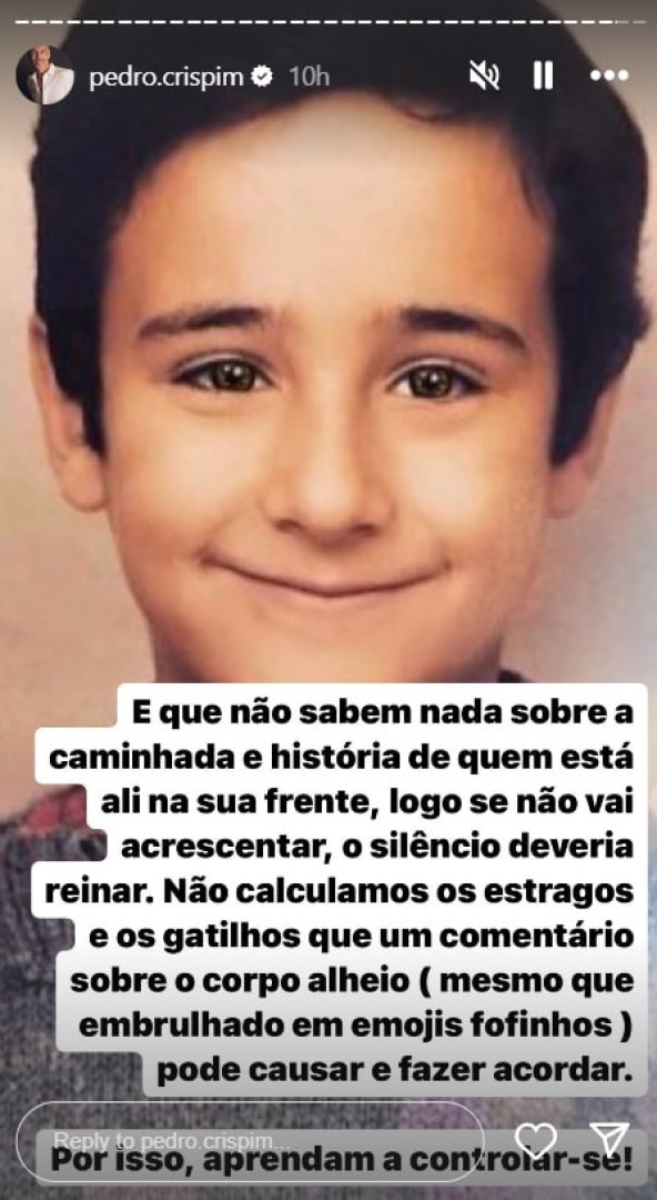 Pedro Crispim sem ‘papas’ na língua após comentários sobre magreza