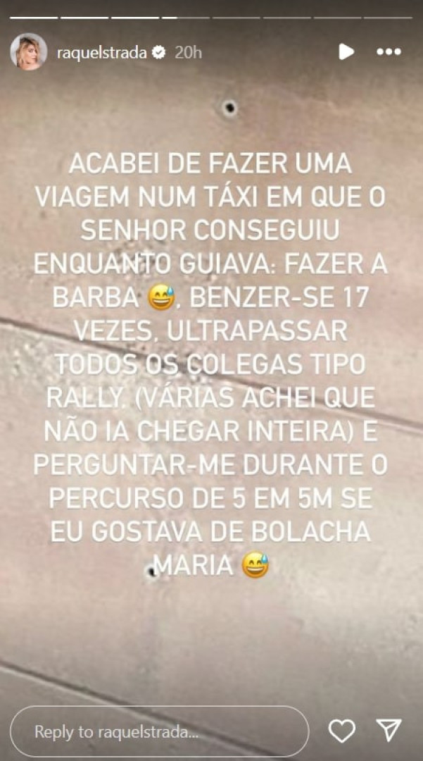 Que aventura! Taxista de Raquel Strada fez a barba… enquanto conduzia