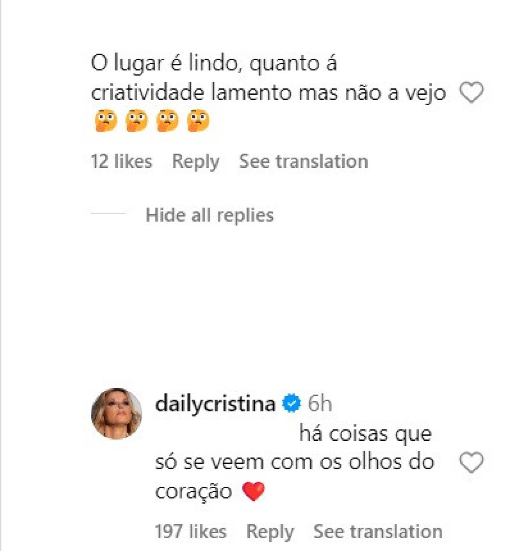 A resposta inesperada de Cristina Ferreira a comentário negativo