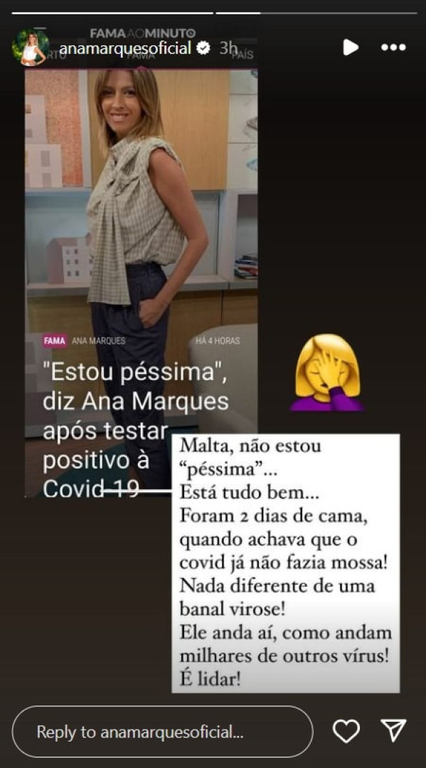 Ana Marques faz nova atualização do seu estado de saúde