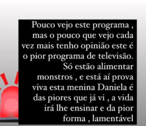 Elma Aveiro sobre Daniela do 'Big Brother': "Das piores que já vi"