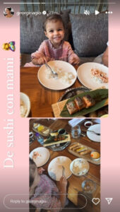 Georgina Rodríguez foi ao sushi e levou a pequena Bella consigo