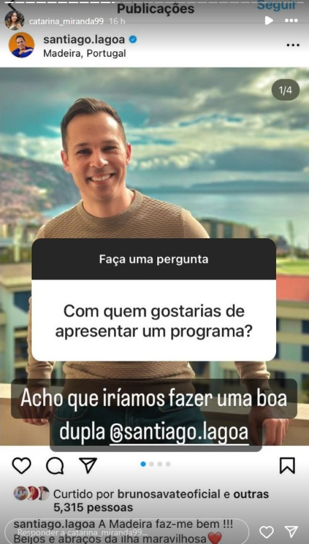Com quem apresentar programa Inesperada resposta de Catarina Miranda