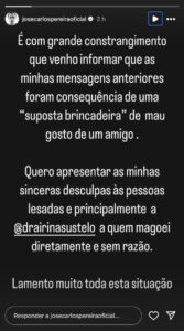 José Carlos Pereira quebra silêncio após alegada traição: "Lamento muito"