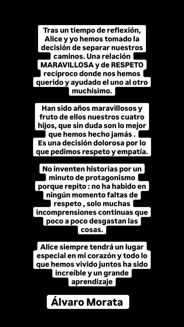 Jogador Álvaro Morata anuncia divórcio: “Mal-entendidos sucessivos”