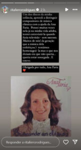 Rita Ferro Rodrigues homenageia Ana Faria: "Pensei muitas vezes nela"