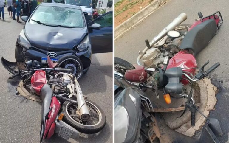 Acidente entre carro e moto mata avô e deixa neto ferido