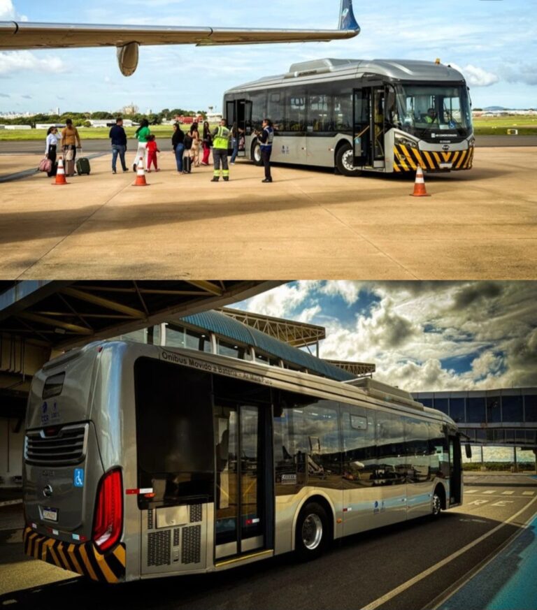 Aeroporto de Goiânia torna-se  o primeiro do Brasil a realizar  transporte de passageiros com ônibus 100%  elétrico