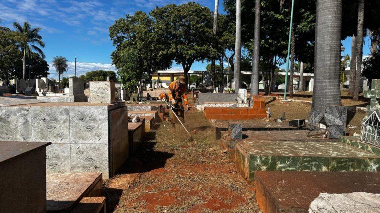 Prefeitura de Goiânia inicia limpeza e manutenção nos cemitérios Santana e Parque