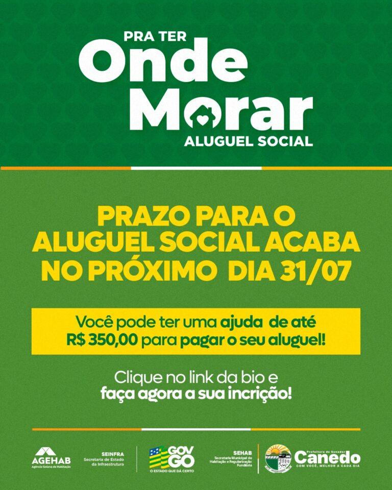 Prazo para Inscrições do  aluguel  social termina   no próximo dia  31  em Senador Canedo