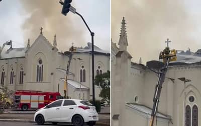Incêndio atinge igreja centenária em Flores da Cunha (RS) e mobiliza comunidade pela recuperação