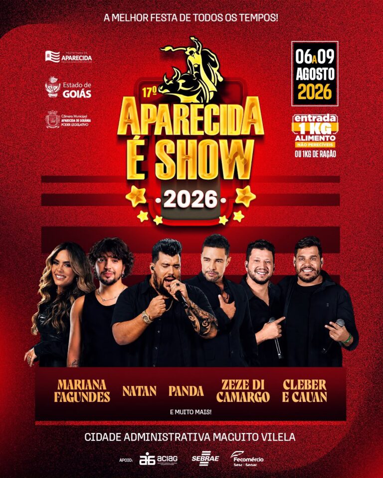 Com grandes atrações nacionais, Aparecida é Show 2026 será realizado entre os dias 6 e 9 de agosto