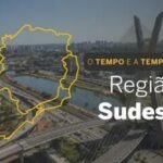 O TEMPO E A TEMPERATURA: Sábado de tempo chuvoso, temperaturas amenas e risco de granizo em Minas e São Paulo